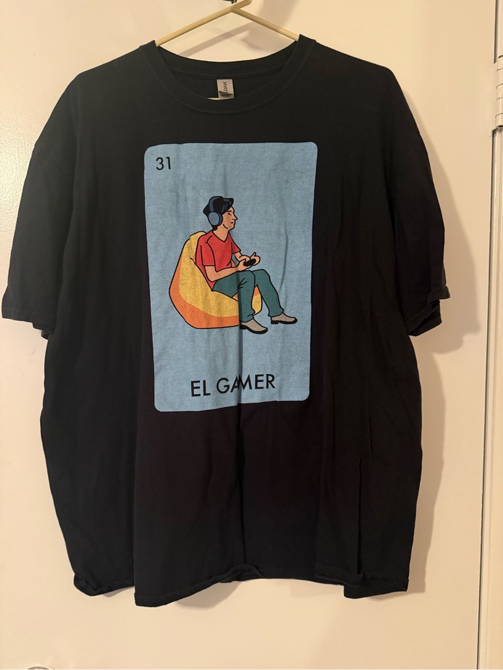 Gildan Black Tee with Colorful Gamer Graphic-2XL